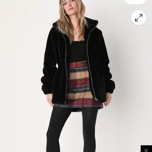 Lulus Luxe Warmth Black Faux Fur Coat